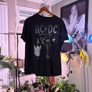 AC/DC Highway to Hell Black Graphic Band Tee Shirt Licensed Size L
